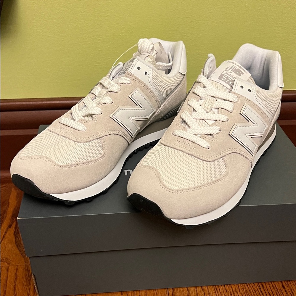 New Balance Cream and White Sneakers